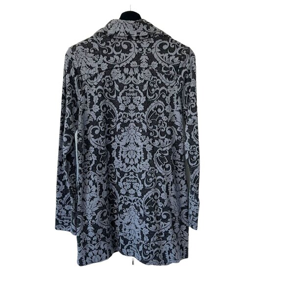 Soma Grey Textured Print Zip Up Long Jacket Medium - Picture 3 of 8